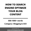 BLOG SEO: HOW TO SEARCH ENGINE OPTIMIZE YOUR BLOG CONTENT - Articles Auction