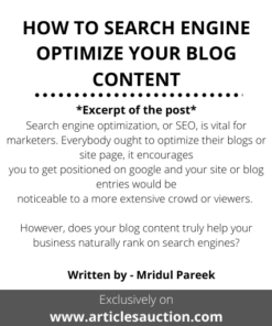 BLOG SEO: HOW TO SEARCH ENGINE OPTIMIZE YOUR BLOG CONTENT - Articles Auction