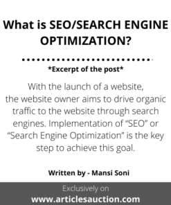 What is SEO/SEARCH ENGINE OPTIMIZATION? - Articles Auction