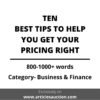 TEN BEST TIPS TO HELP YOU GET YOUR PRICING RIGHT - Articles Auction