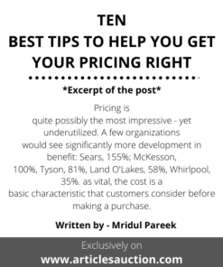 TEN BEST TIPS TO HELP YOU GET YOUR PRICING RIGHT - Articles Auction