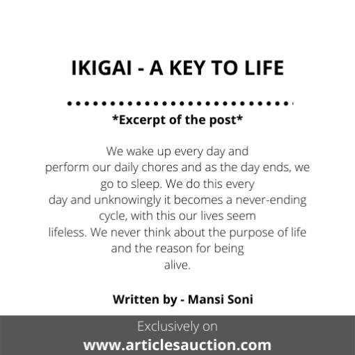 IKIGAI - A KEY TO LIFE - Articles Auction