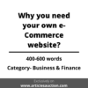 Why you need your own e-Commerce website? - Articles Auction