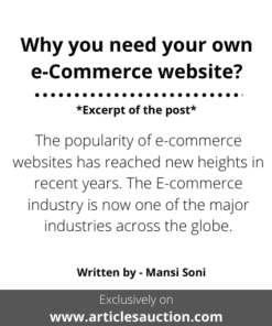 Why you need your own e-Commerce website? - Articles Auction