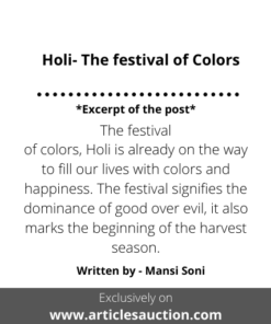 Holi- The festival of Colors - Articles Auction