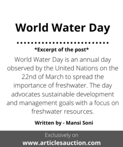 World Water Day - Articles Auction