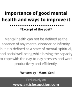 Importance of good mental health and ways to improve it - Articles Auction